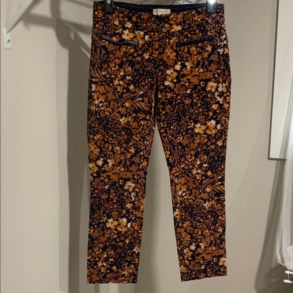 Anthropologie Navy and Orange Slim Pants